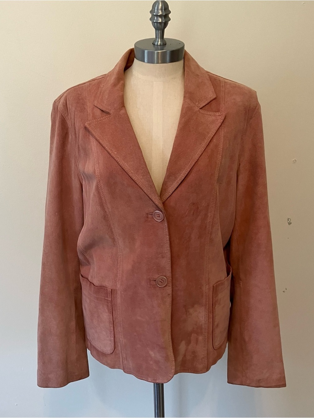 April Cornell Trading Women’s Leather Blazer Jacket Pink Sz. L Lined Western